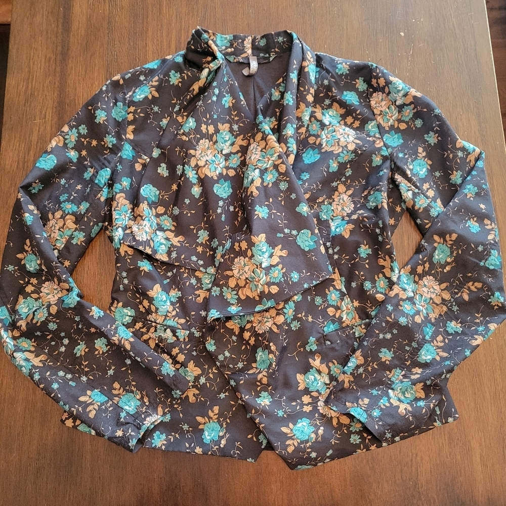 Vintage Y2K Charlotte Russe Womens Floral Blazer Jacket Medium Spring Casual - Picture 4 of 5